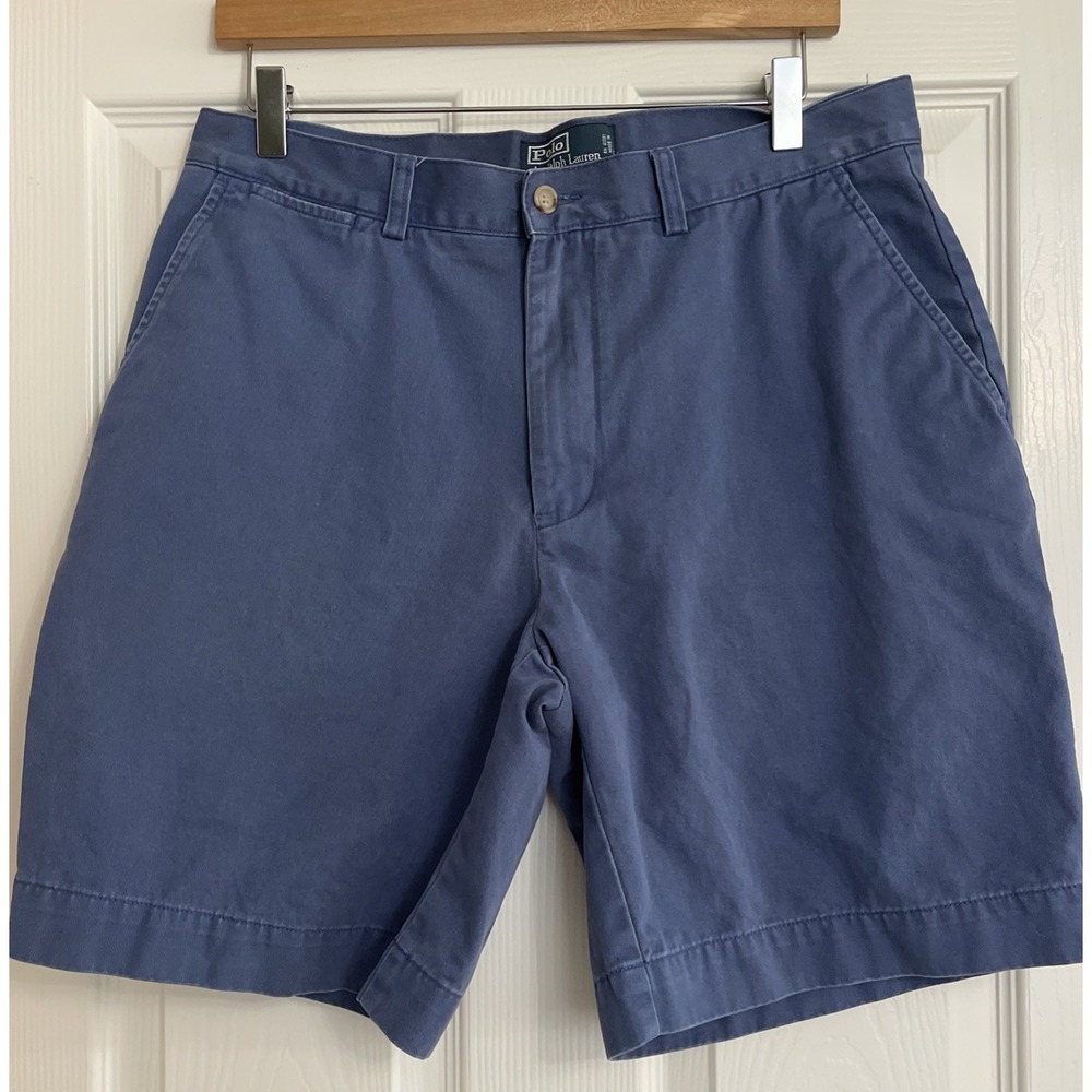 Polo Ralph Lauren Shorts Chinos 33 Prospect Classic Fit Blue Flat Front Prep Dad